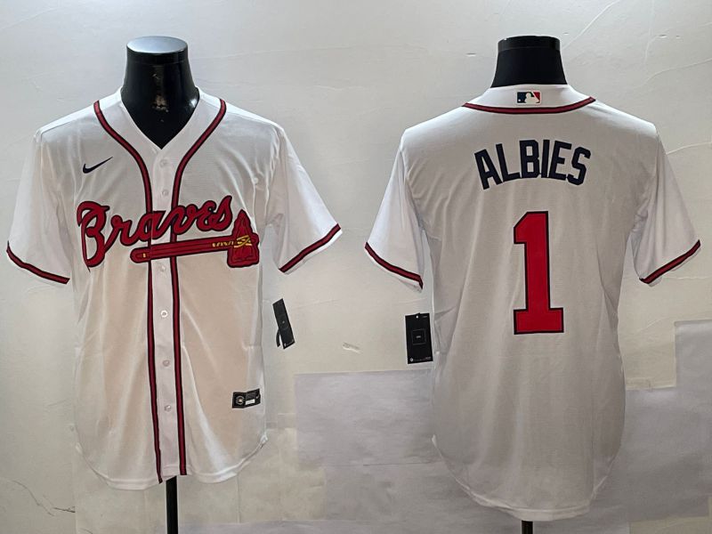 Men Atlanta Braves #1 Albies White Game 2024 Nike MLB Jersey style 4->atlanta braves->MLB Jersey
